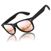 LINVO Classic Retro Polarized Black Pink Sunglasses for Men Women Fishing Driving Hiking
