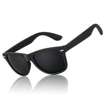 LINVO Classic Retro Polarized Black Sunglasses for Men Women Fishing Driving Hiking