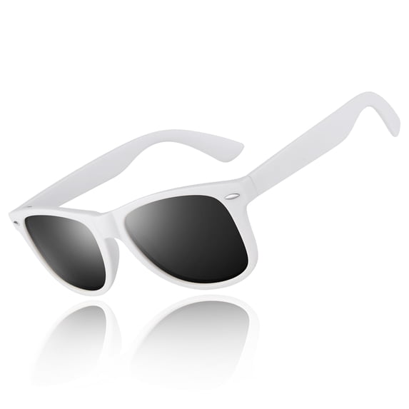 LINVO Classic Retro Polarized Matte White Sunglasses for Men Women Fishing Driving Hiking