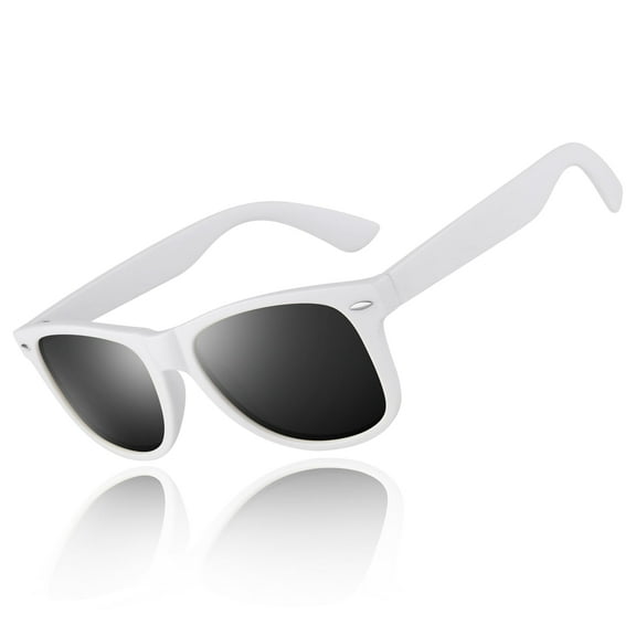 LINVO Classic Retro Polarized Matte White Sunglasses for Men Women Fishing Driving Hiking