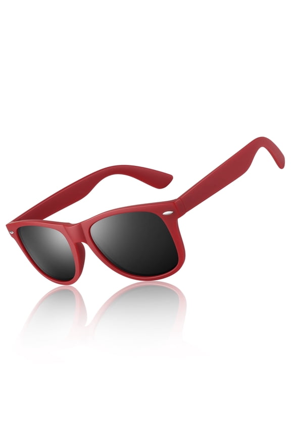 Classic Retro Polarized Red Black Sunglasses for Men Women Fishing Driving Hiking