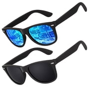 Classic Square Polarized Sunglasses for Men and Women UV400 Protection Retro Shades for Fishing, Driving & Hiking–2 Pairs