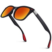 LINVO Mens Polarized Retro HD UV400 Black Sunglasses with Rivets for Men, Driving Fishing Golf Shades