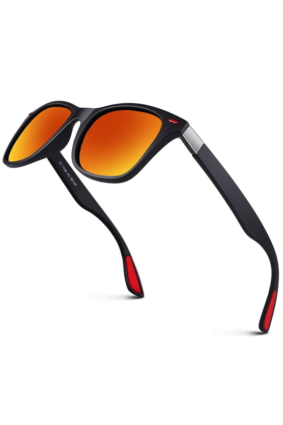 Men's Polarized Retro HD UV400 Black Sunglasses with Rivets for Men, Driving Fishing Golf Shades