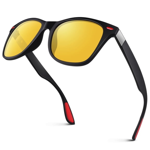 LINVO Men’s Retro Polarized Night Vision Glasses for Driving, Anti-Glare HD Lenses with Rivet Design