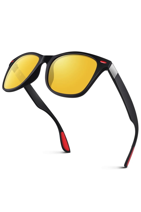 Men’s Retro Polarized Night Vision Glasses for Driving, Anti-Glare HD Lenses with Rivet Design