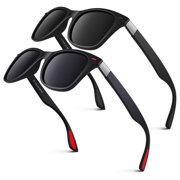 LINVO Men's Retro Polarized Sunglasses for Men UV400 with Rivets for Fishing Hiking Driving-2 Pairs