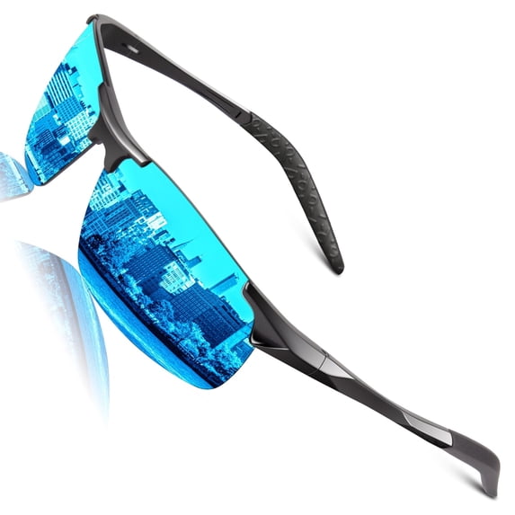 LINVO Polarized Sports Sunglasses for Men Ultralight Al-Mg Metal Frame for Driving Golf Fishing Cycling UV Protection