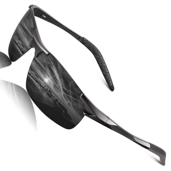 LINVO Polarized Sports Sunglasses for Men Ultralight Al-Mg Metal Frame for Driving Golfing Fishing Cycling UV Protection