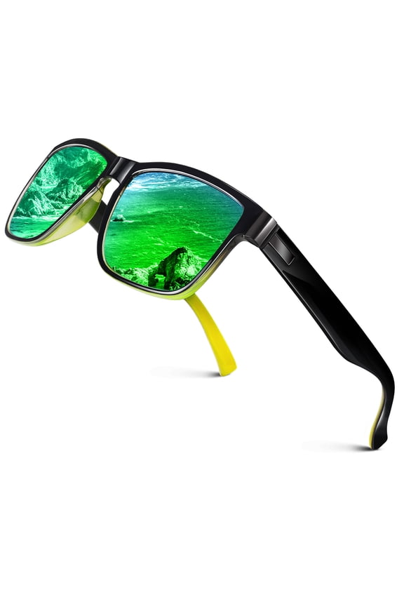 Polarized Sunglasses for Men Women Square Mirrored Trendy Shades for Fishing Beach Driving UV400 Protection