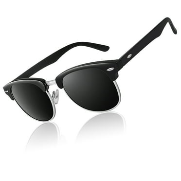 LINVO Polarized Sunglasses for Men and Women Club Semi-rimless Retro Shades for Driving UV 400 Protection