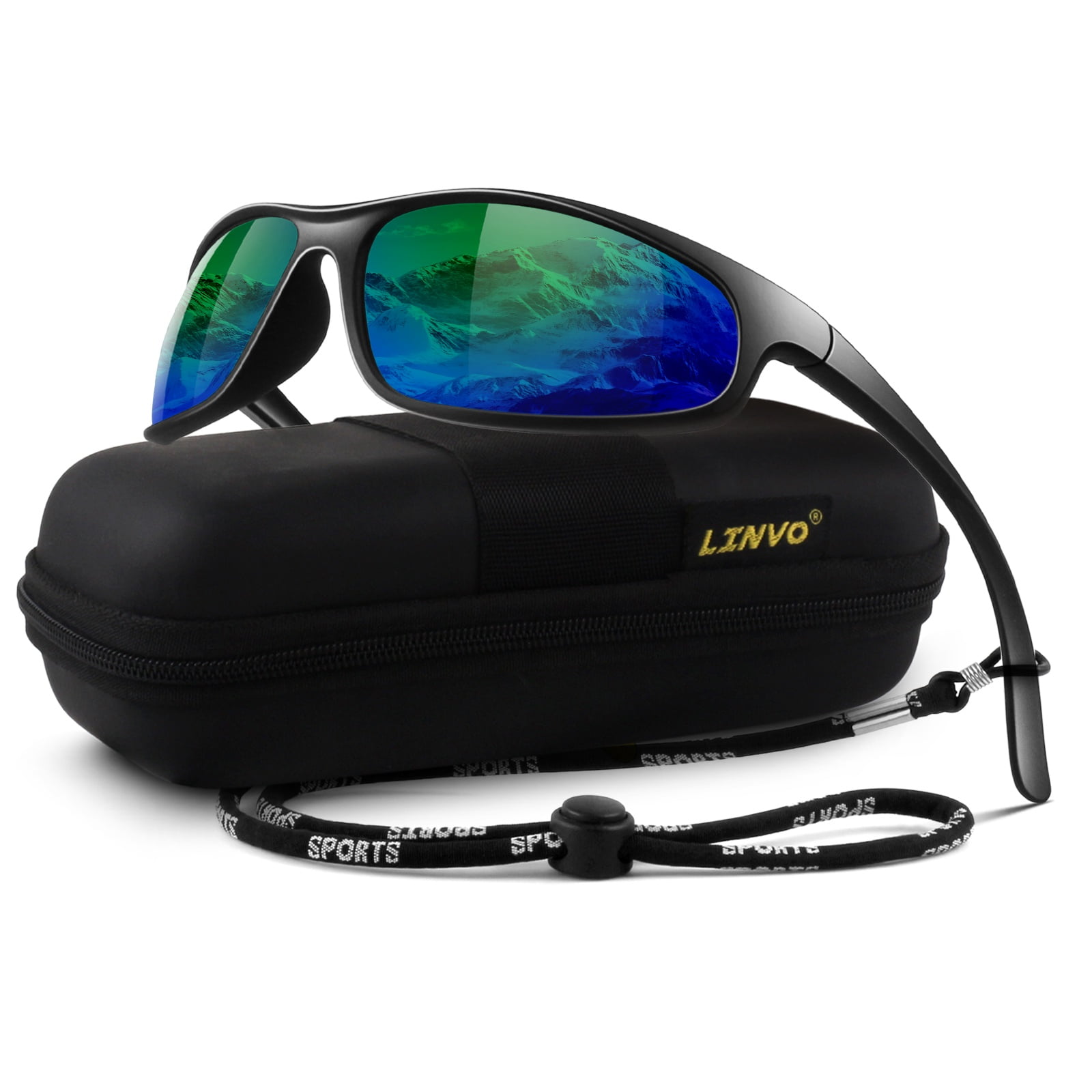 LINVO Sports Polarized Sunglasses for Men Women, Wrap-Around for Fishing, Cycling & Running, UV400 Protection