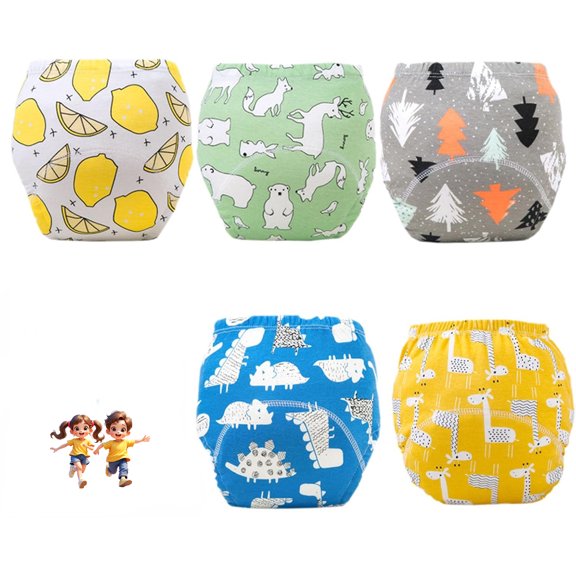 LINXI Training Pants for Boys and Girls,Potty Training Underwear,Soft Cotton Absorbent Training Pant, Breathable Washable (Set D,Medium)