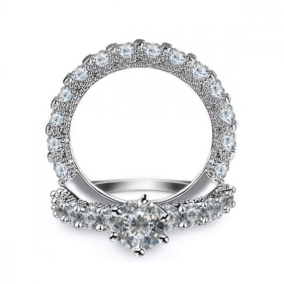 LINXIQIN 2pcs His and Hers Wedding Ring Sets Couples Engagement Rings Women and Men 925 Sterling Silver AAA Cubic Zirconia Accessories Fashion