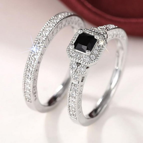 LINXIQIN 2pcs His and Hers Wedding Ring Sets Couples Engagement Rings Women and Men 925 Sterling Silver AAA Cubic Zirconia New Shiny