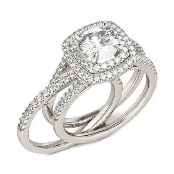 LINXIQIN 2pcs His and Hers Wedding Ring Sets Couples Engagement Rings Women and Men 925 Sterling Silver AAA Cubic Zirconia Platinum Color Pair Ring