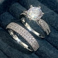 thumbnail image 1 of LINXIQIN 2pcs His and Hers Wedding Ring Sets Couples Engagement Rings Women and Men 925 Sterling Silver AAA Cubic Zirconias Plain Band Rings, 1 of 7
