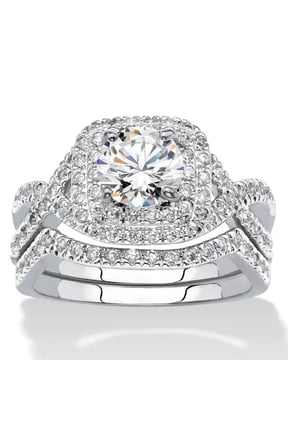 2pcs His and Hers Wedding Ring Sets Couples Engagement Rings Women and Men 925 Sterling Silver AAA Cubic Zirconia Combination Ring Set Proposal