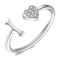thumbnail image 1 of LINXIQIN 925 Sterling Silver Heart Initial Ring for Women – Adjustable Letter A-Z Stackable Ring, 1 of 9