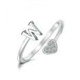 thumbnail image 1 of LINXIQIN 925 Sterling Silver Heart Rings For Women S Stackable Ring Adjustable Rings For Teen S Cute Heart Alphabet Rings, A-Z Ring, 1 of 9