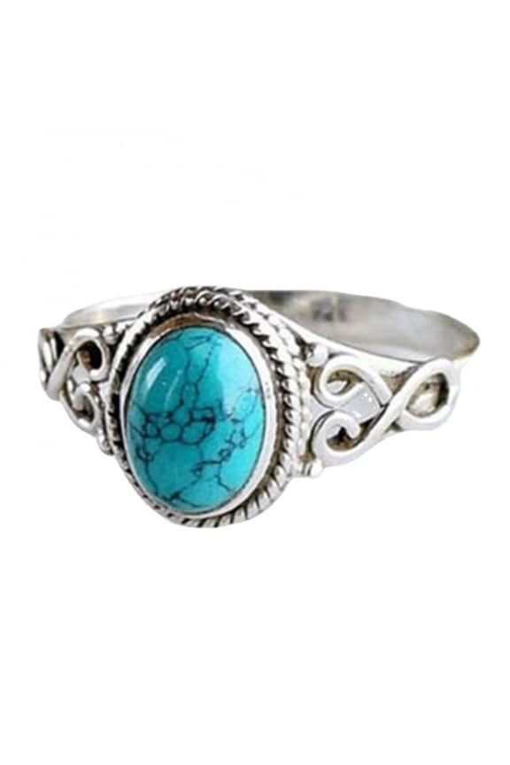 925 Sterling Silver Natural Turquoise Moonstone Rings for Women engagement Ring Vintage Elegant Jewelry With White Gift Box