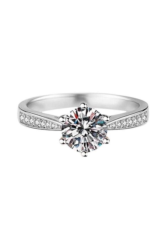 925 Sterling Silver Ring for Women 2025 Fashion 1 Karat six Claws cubic Zirconia Engagement Rings Promise Wedding Jewelry Gift for Her