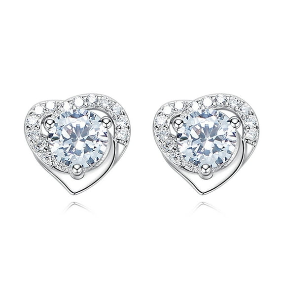 LINXIQIN 925 Sterling Silver Stud Earrings Birth Cubic Zircon Fashion Jewelry For Women