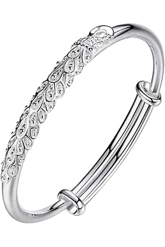 Bracelet for Women, Women Bangle Copper Silver Color Curved Adjustable Smooth Polished Luster Wrist Jewelry Birthday Gift Lightweight Bangle Gift