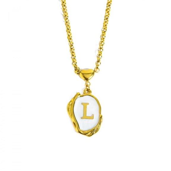 LINXIQIN Jewelry Initial Pendant Necklace for Men Womens, 14K Gold Plated Oval Letter Capital Necklace Alphabets from A-Z Figaro Chain Necklace