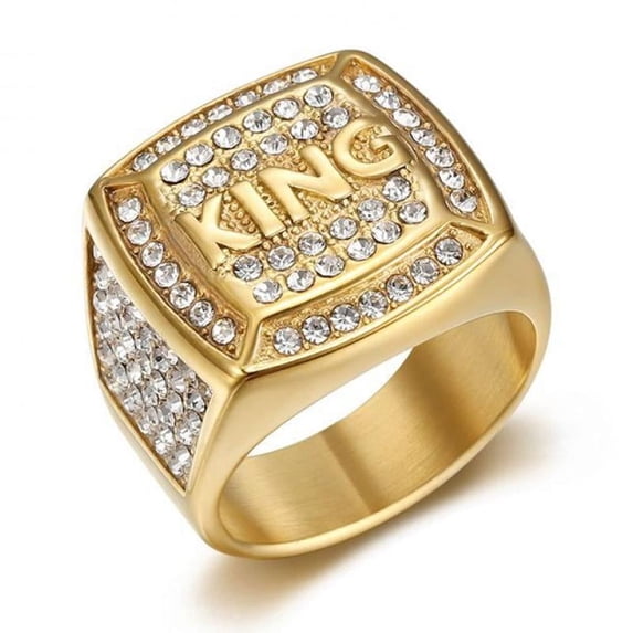 LINXIQIN Mens Statement Ring Titanium Wedding Band CZ Comfort Fit Gift for Him Dad With White Gift Box Packaging