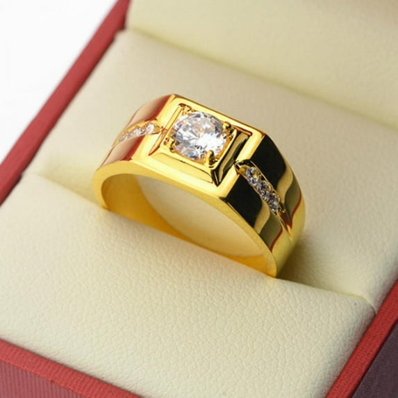 LINXIQIN Mens Titanium CZ Engagement Band Wedding Ring Gift Jewelry Comfort Fit Dad With White Gift Box Packaging