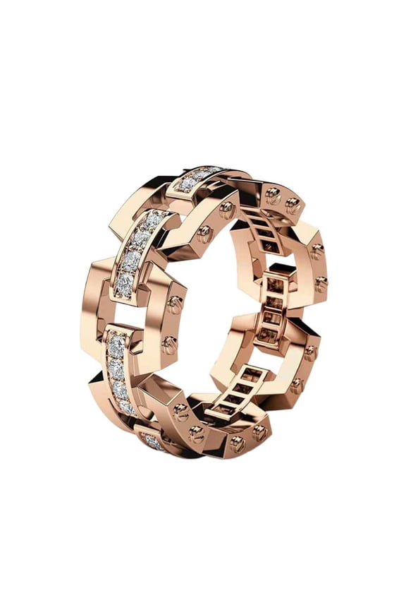 Mens Titanium Ring Wedding Band Cubic Zirconia Accessories Plating Rose Gold Men'S Business Celebration Ring With Gift Box