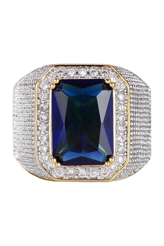 Mens Titanium Ring Wedding Band Cubic Zirconia Hip Hop Domineering Square Man'S Ring With Gift Box