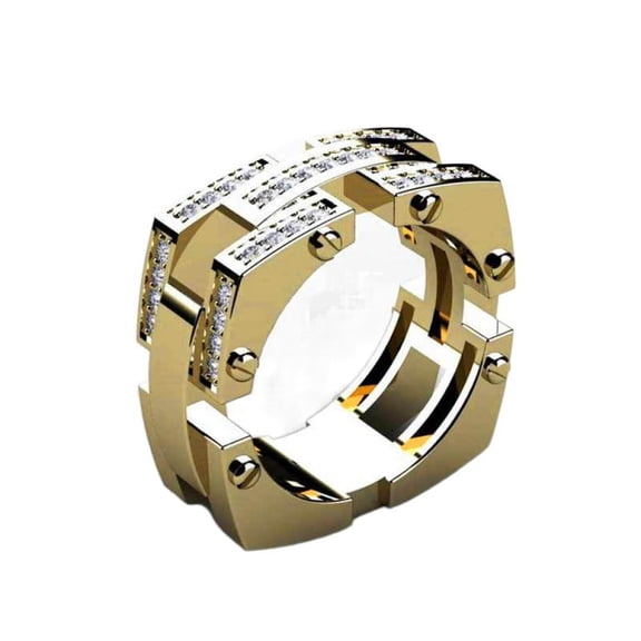 LINXIQIN Mens Titanium Ring Wedding Band Cubic Zirconia Square Hand Jewelry With Gift Box