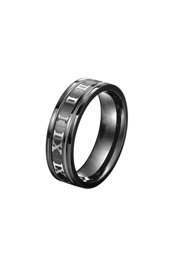 Mens Titanium Ring Wedding Band Roman Digital Fashion Ring Personalized Neutral With Gift Box