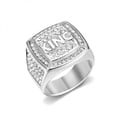 thumbnail image 1 of LINXIQIN Mens Titanium Comfort Fit CZ Engagement Ring Statement Wedding Band Gift Anniversary With White Gift Box Packaging, 1 of 8