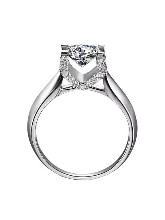 Moissanite Four-Claw Cow Head Japanese and Korean Crown Imitation Women's Texture Comfortable Ring Proposal High Quality