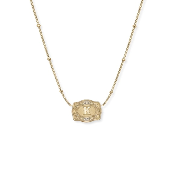 LINXIQIN *NEW* Ultra Mini Belt Buckle Necklace (Initial) - Gold