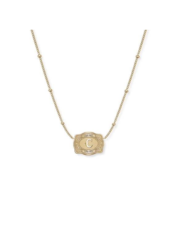 *NEW* Ultra Mini Belt Buckle Necklace (Initial) - Gold