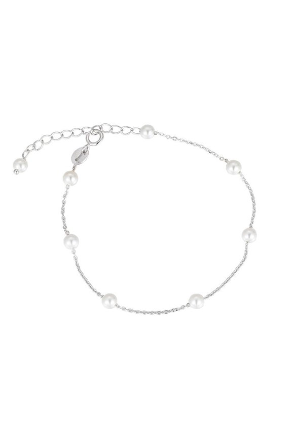 Pearl 925 Sterling Silver Bracelets for Women, Fashion Adjustable Slider Unique S925 Bracelet Jewelry For Wedding Gifts