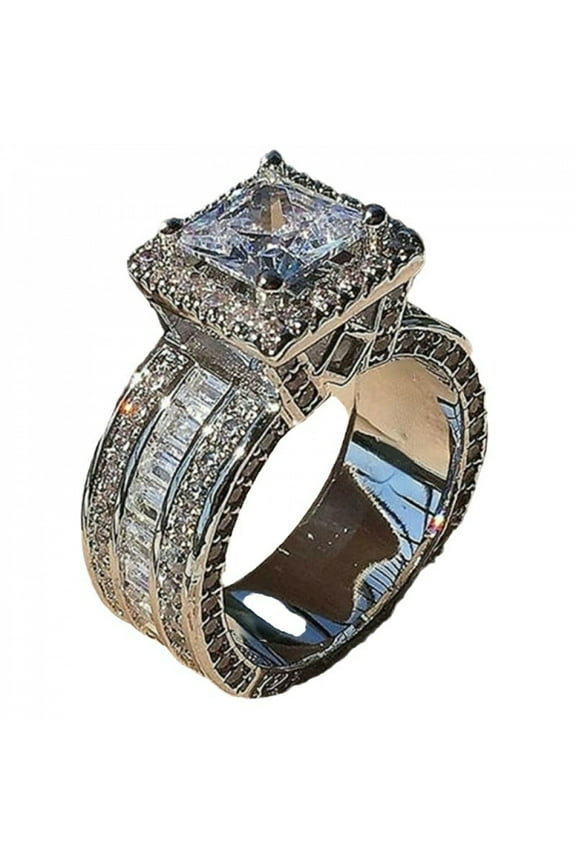 S925 Sterling Silver Luxury Gorgeous Artificial Crystal Decor Ring Back To School, Rings for Women, Wedding Engagement Ring Jewelry Gift for Women, Summer 925 Jewelry for Party, Valentin