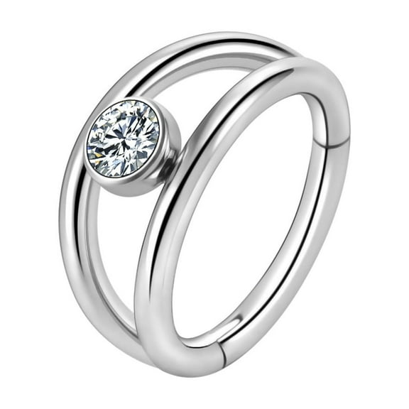 LINXIQIN Titanium Micro Cubic Zirconia Hinged Nose Hoop Ring Body Jewelry Unisex
