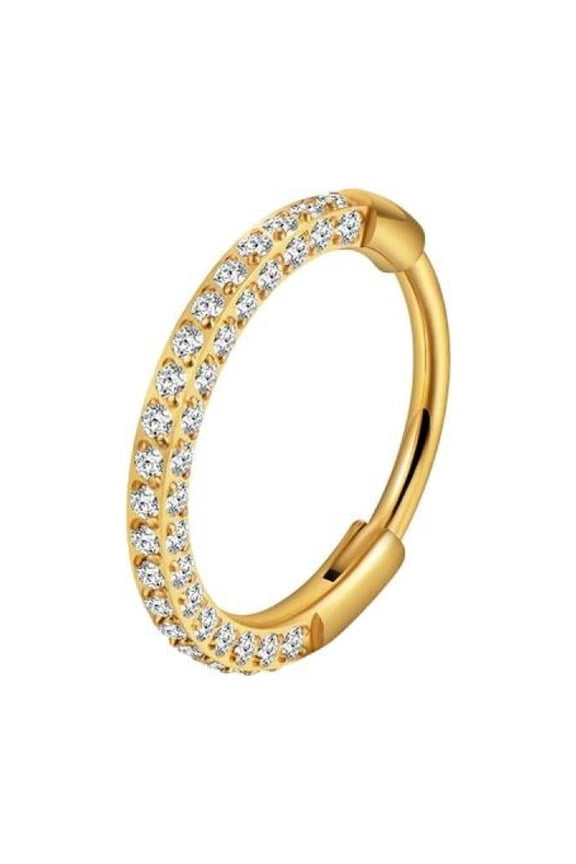 Titanium Triple Sided Micro Gem Hinged Nose Hoop Beauty Mark Jewelry