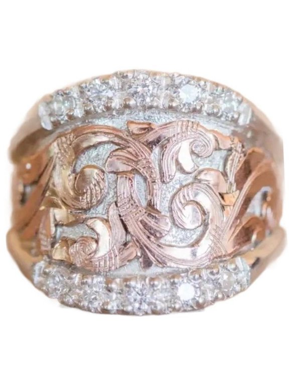White Cubic Zirconia Floral 14K Rose Gold-Plated Infinity Ring for Women and Men, Everyday Wear, Size 10, Includes Gift Box