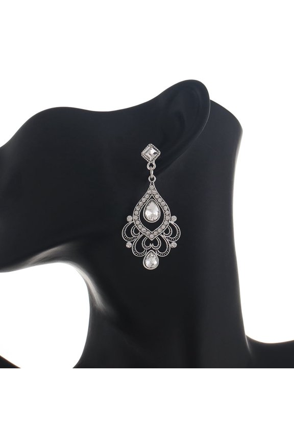 Vintage Crystal Water Drop Earrings Studs for Women