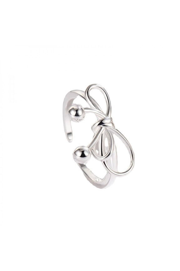 Women 925 Sterling Silver Butterfly Bowkot Two Ball Thumb Ring Rings Women's Jewelry Lady Gifts