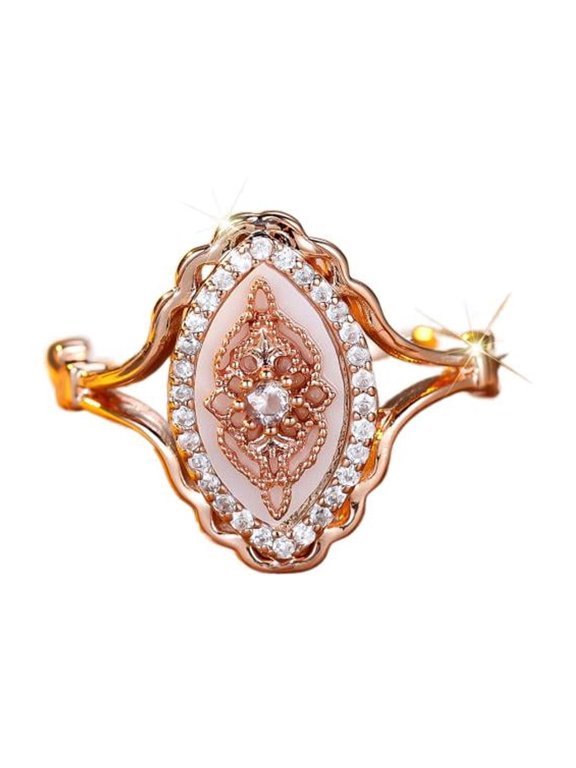 Women Marquise Design Rose Gold Plated White Moissanite Lace Ring