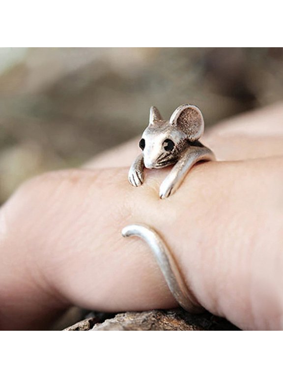Women Mouse Open Ring for Everyday Wear Adjustable Size Includes Gift Box