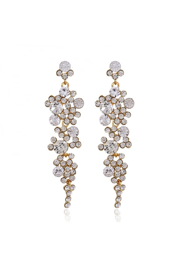 Women Rhinestone Earrings Evening Full Zircon Long Drop Earrings Jewelry