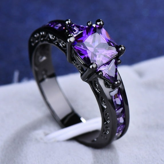 LINXIQIN Women Square Moissanite Couple Ring Multi-Gemstone Ring